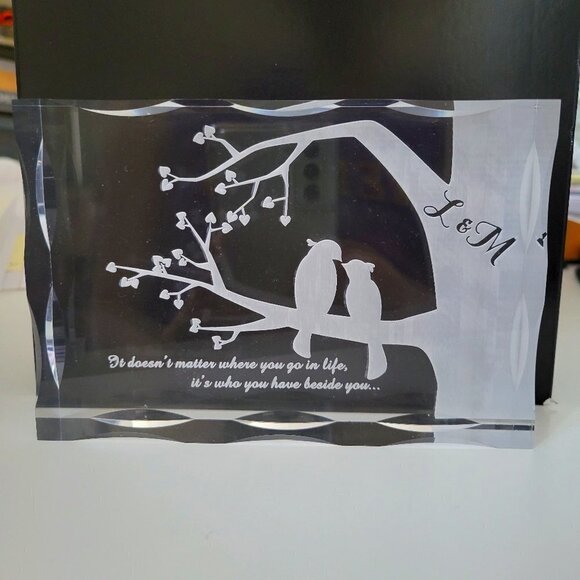 NEW Personalization Mall Bird Love Engraved Acrylic Keepsake Gift Decoration - Picture 1 of 13